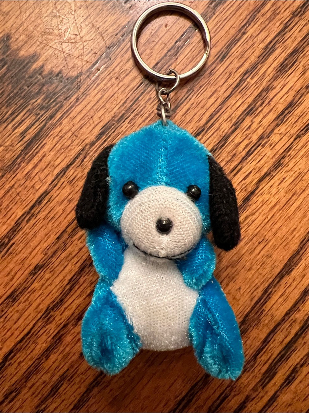 Blue Plush Stuffed Animal Mini Dog Keychain Keyring Vintage Y2K Accessory